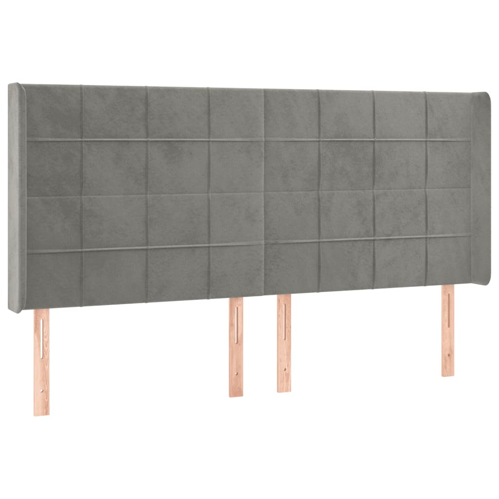 Tête de lit à LED Gris clair 203x16x118/128 cm Velours Têtes et pieds de lit vidaXL   