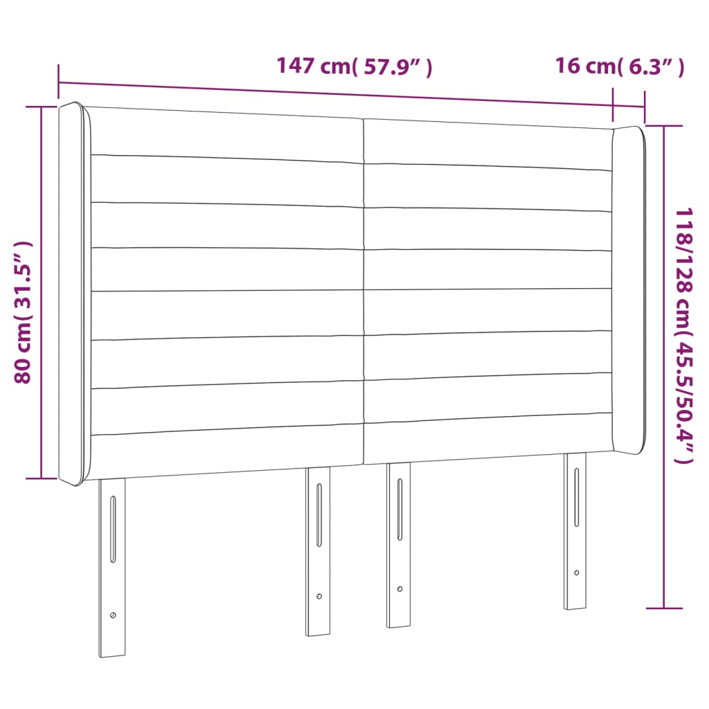 Tête de lit à LED Taupe 147x16x118/128 cm Tissu Têtes et pieds de lit vidaXL   