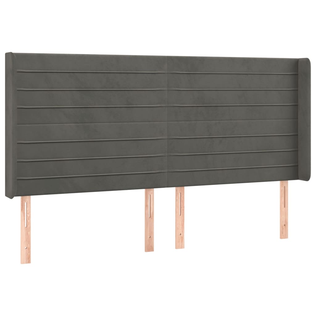 Tête de lit à LED Gris foncé 203x16x118/128 cm Velours Têtes et pieds de lit vidaXL   