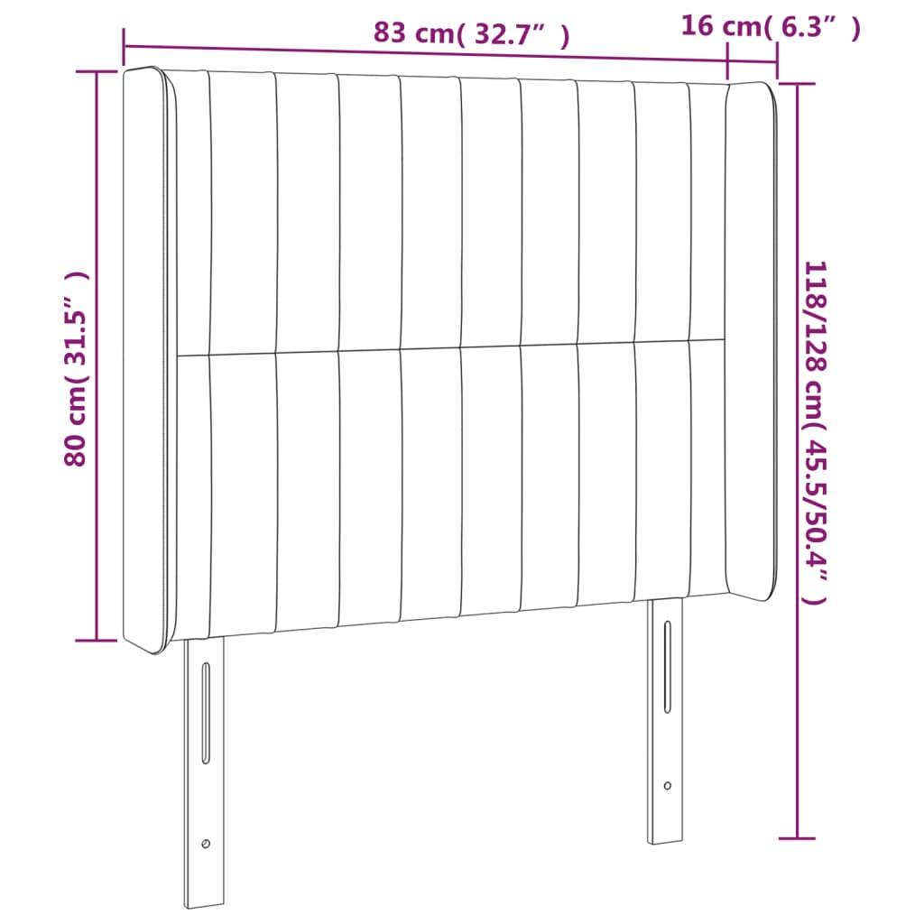 Tête de lit à LED Gris clair 83x16x118/128 cm Tissu Têtes et pieds de lit vidaXL   