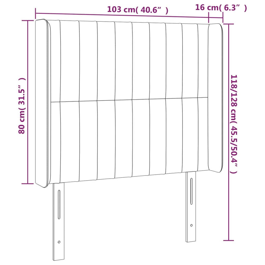 Tête de lit à LED Gris clair 103x16x118/128 cm Tissu Têtes et pieds de lit vidaXL   