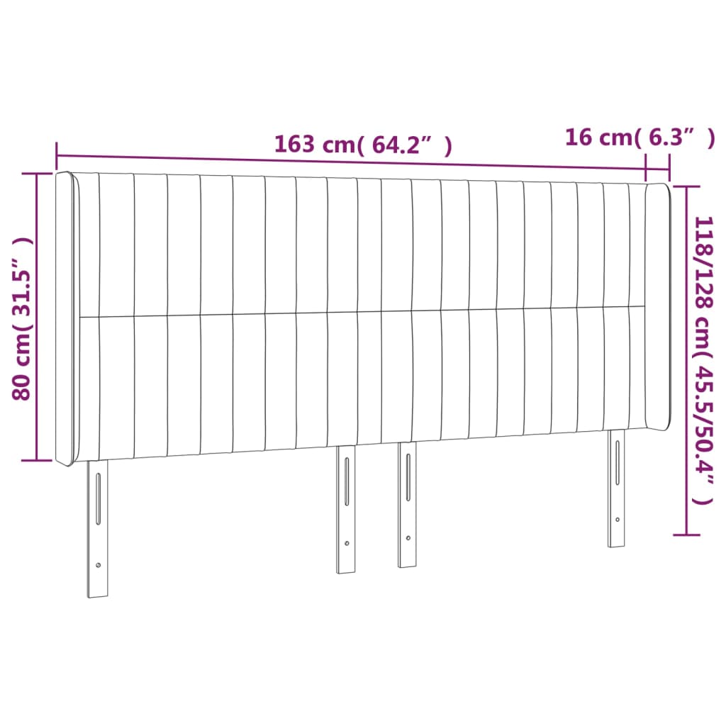 Tête de lit à LED Gris foncé 163x16x118/128 cm Tissu Têtes et pieds de lit vidaXL   