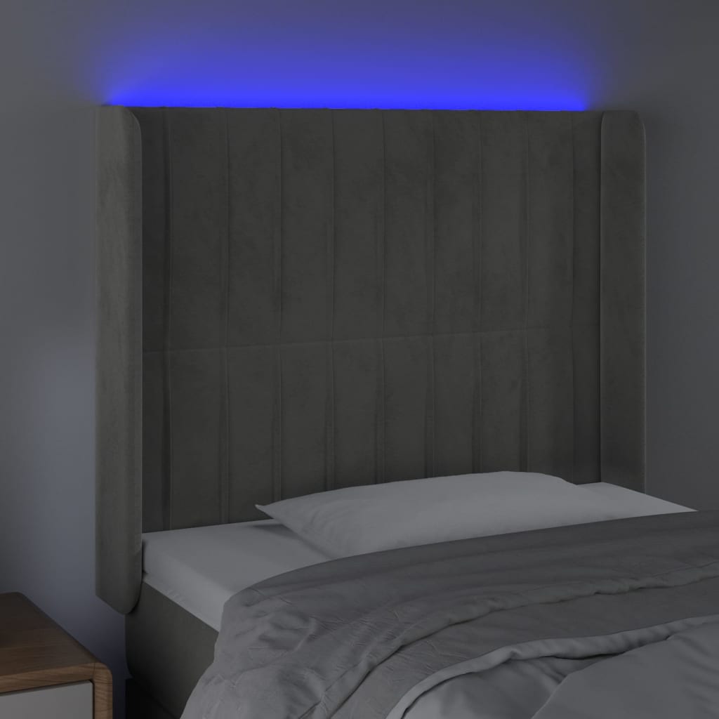 Tête de lit à LED Gris clair 83x16x118/128 cm Velours Têtes et pieds de lit vidaXL   