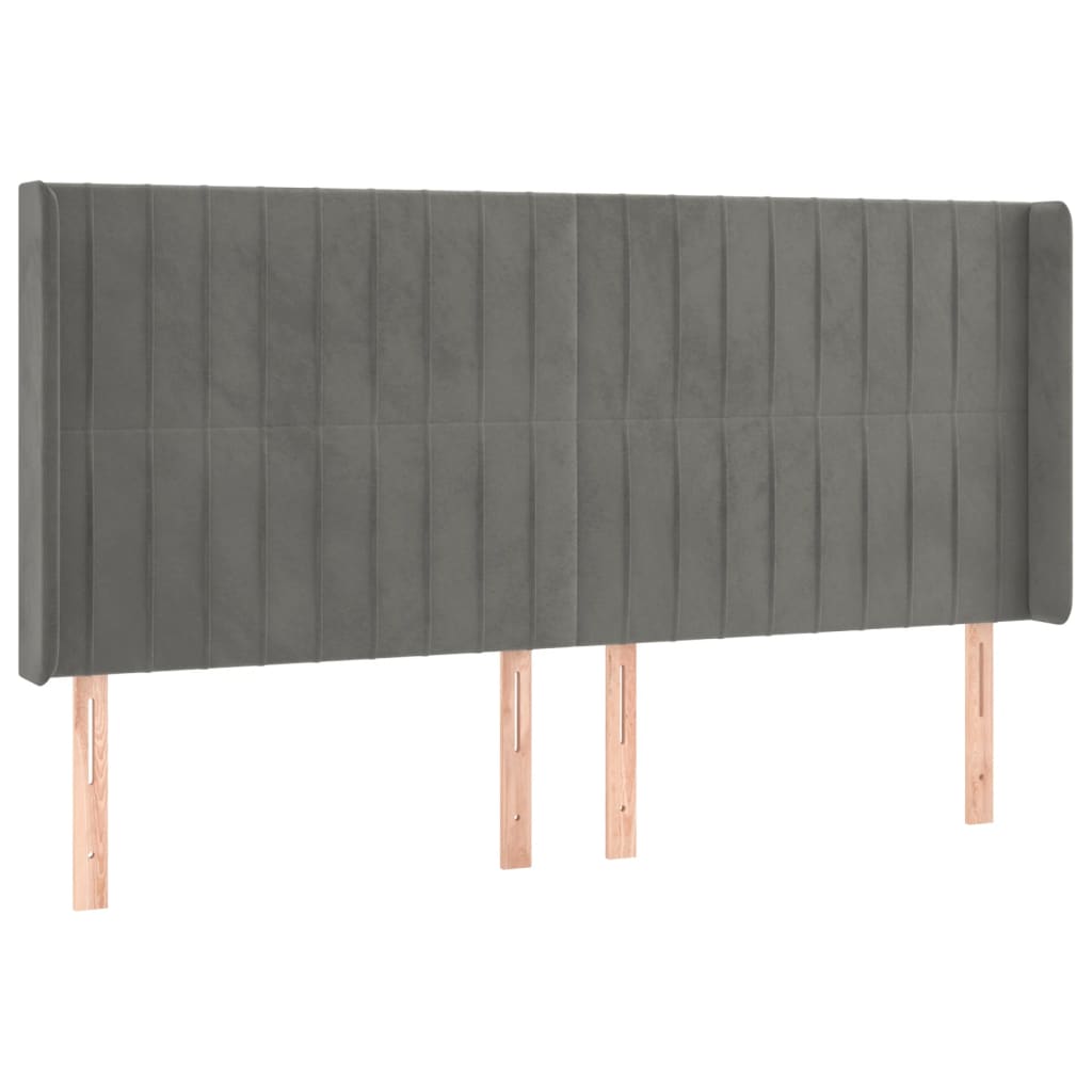 Tête de lit à LED Gris clair 163x16x118/128 cm Velours Têtes et pieds de lit vidaXL   