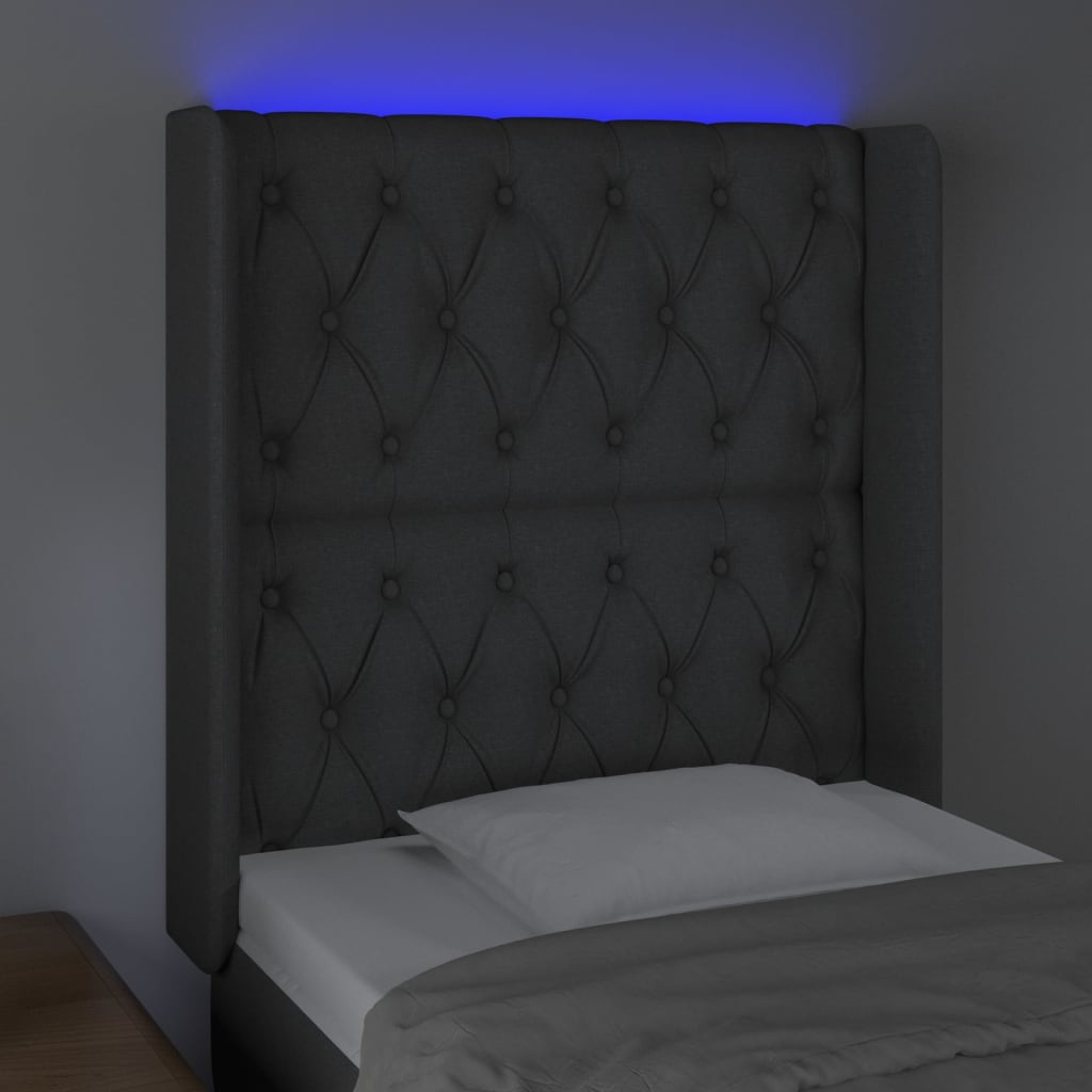 Tête de lit à LED Gris foncé 83x16x118/128 cm Tissu Têtes et pieds de lit vidaXL   