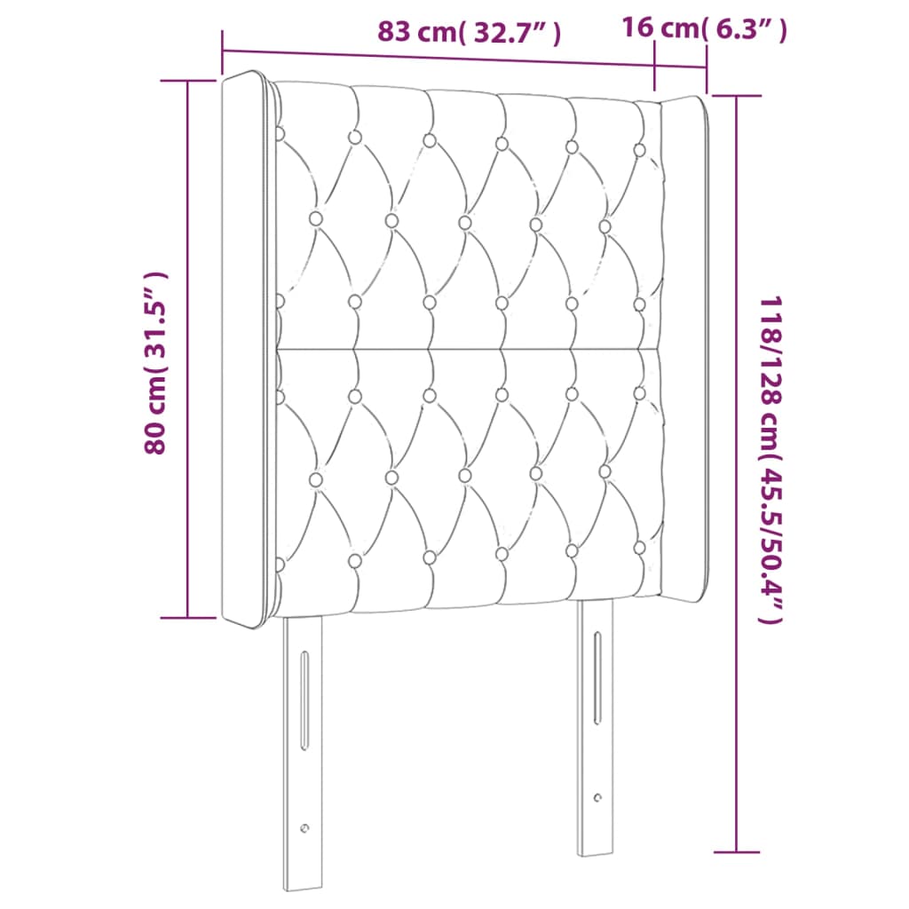 Tête de lit à LED Gris foncé 83x16x118/128 cm Tissu Têtes et pieds de lit vidaXL   