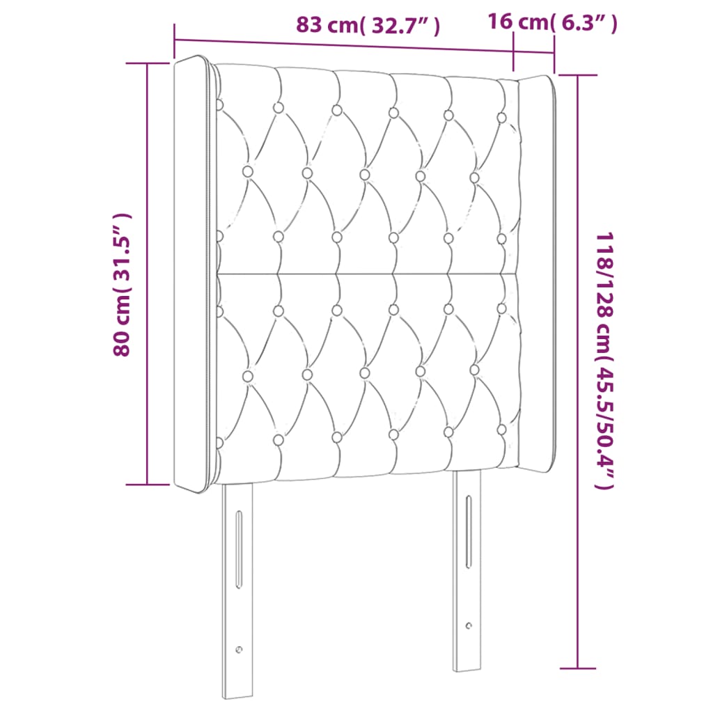 Tête de lit à LED Marron foncé 83x16x118/128 cm Tissu Têtes et pieds de lit vidaXL   