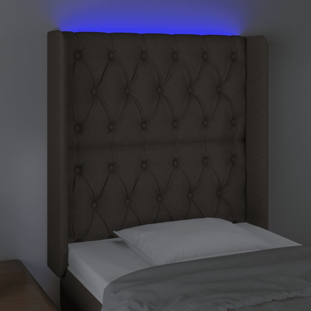 Tête de lit à LED Taupe 83x16x118/128 cm Tissu Têtes et pieds de lit vidaXL   