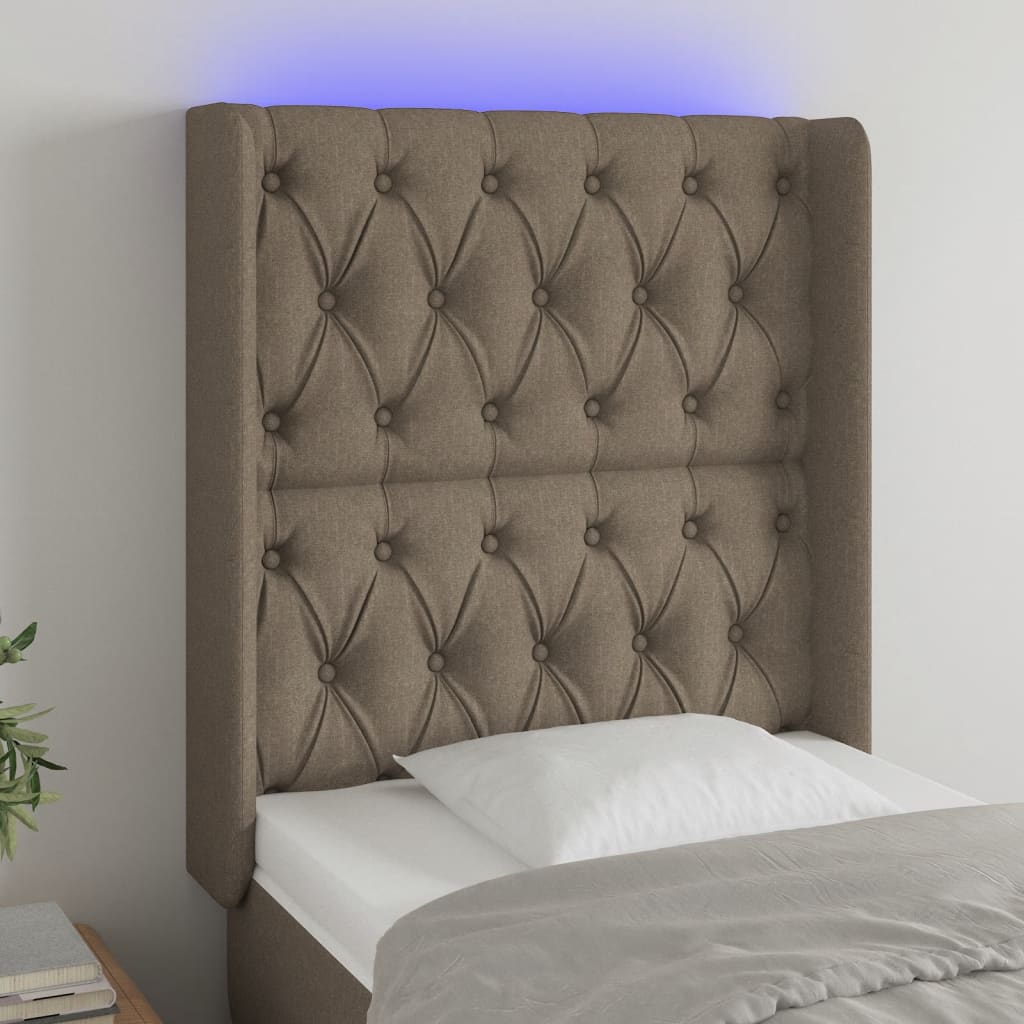 Tête de lit à LED Taupe 83x16x118/128 cm Tissu Têtes et pieds de lit vidaXL   