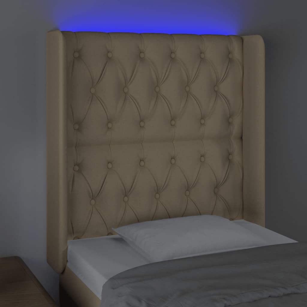 Image Tête de lit à LED Crème 83x16x118/128 cm Tissu | Xios Store SNC vidaXL Xios Store SNC