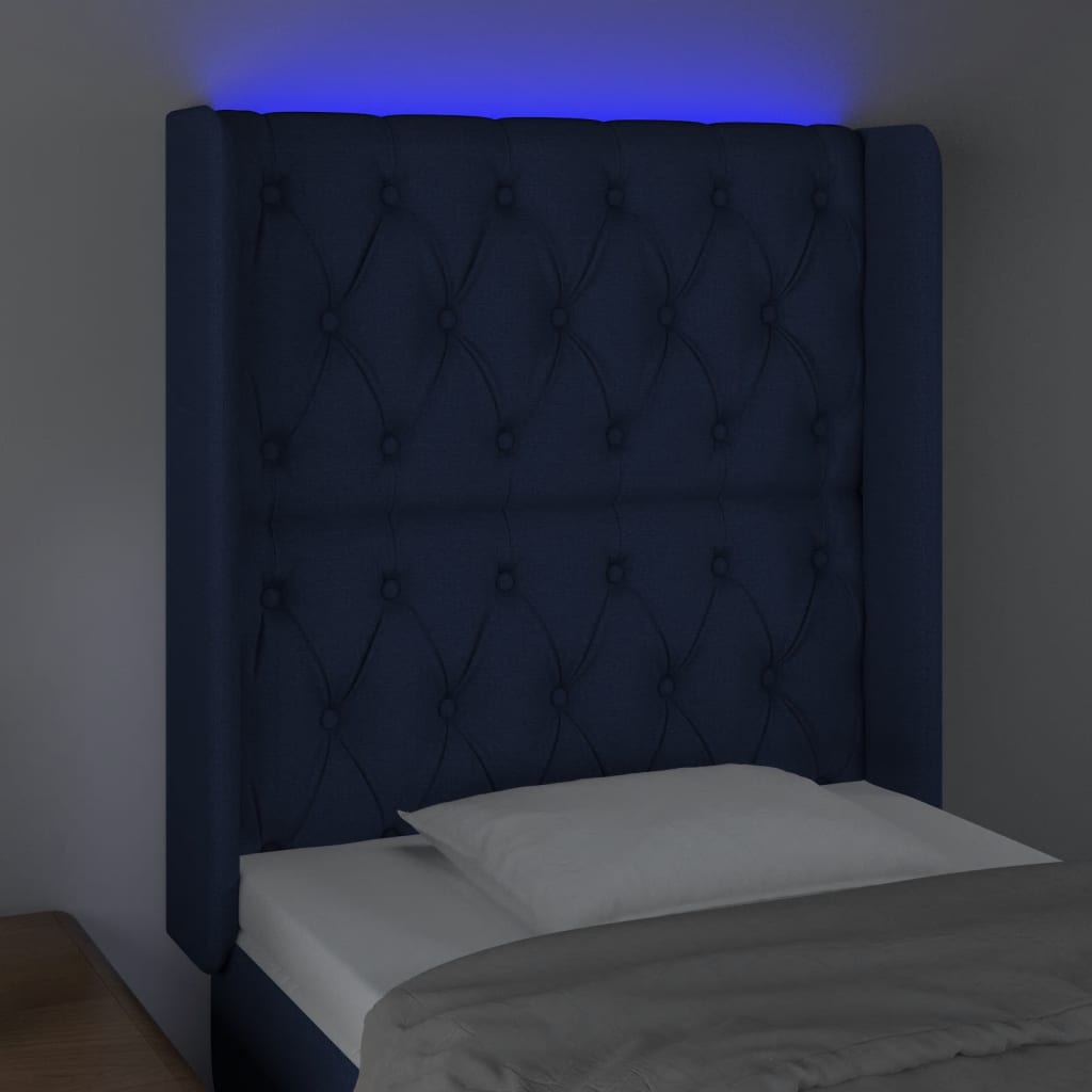 Tête de lit à LED Bleu 83x16x118/128 cm Tissu Têtes et pieds de lit vidaXL   