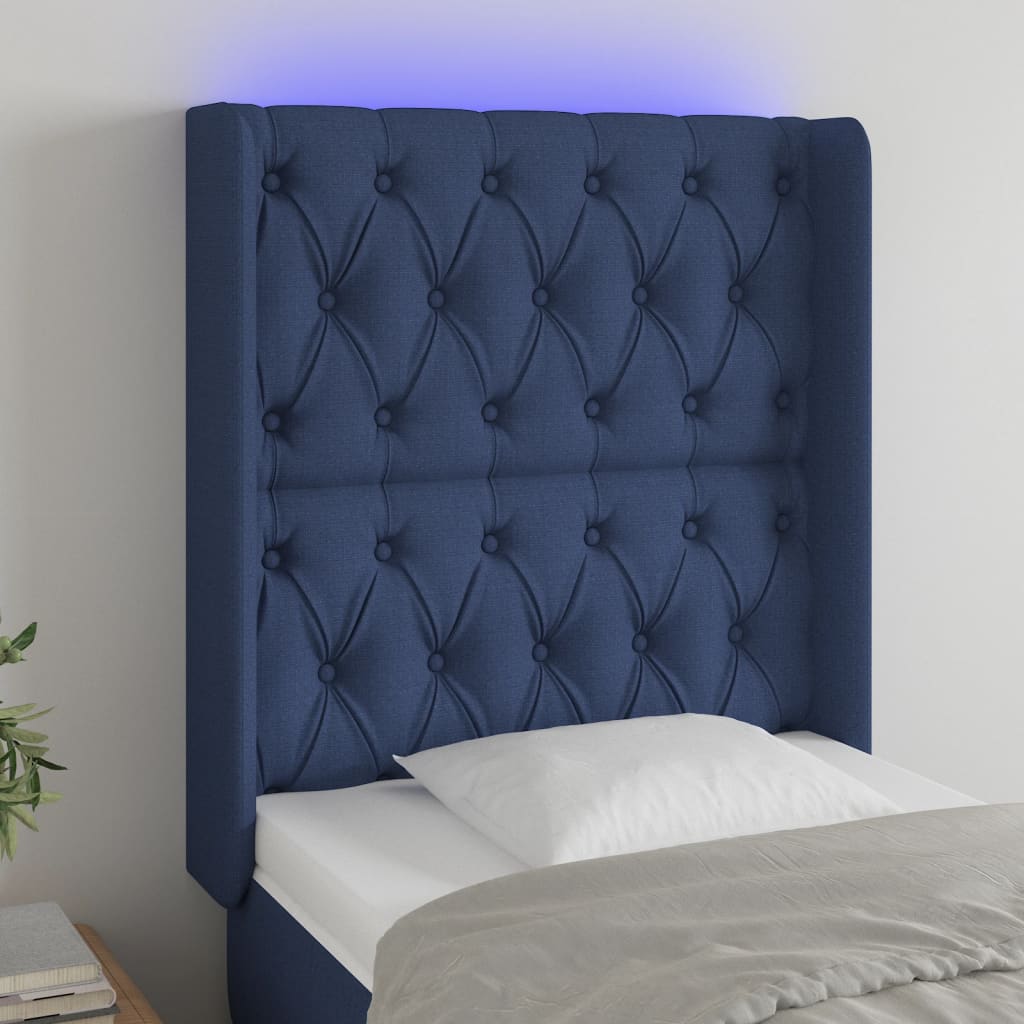 Tête de lit à LED Bleu 83x16x118/128 cm Tissu Têtes et pieds de lit vidaXL   