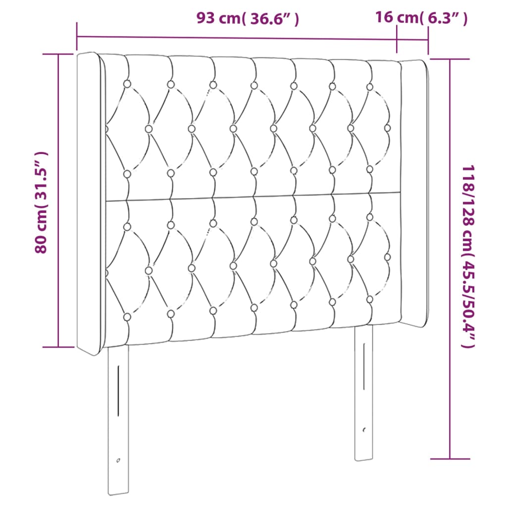 Tête de lit à LED Gris foncé 93x16x118/128 cm Tissu Têtes et pieds de lit vidaXL   