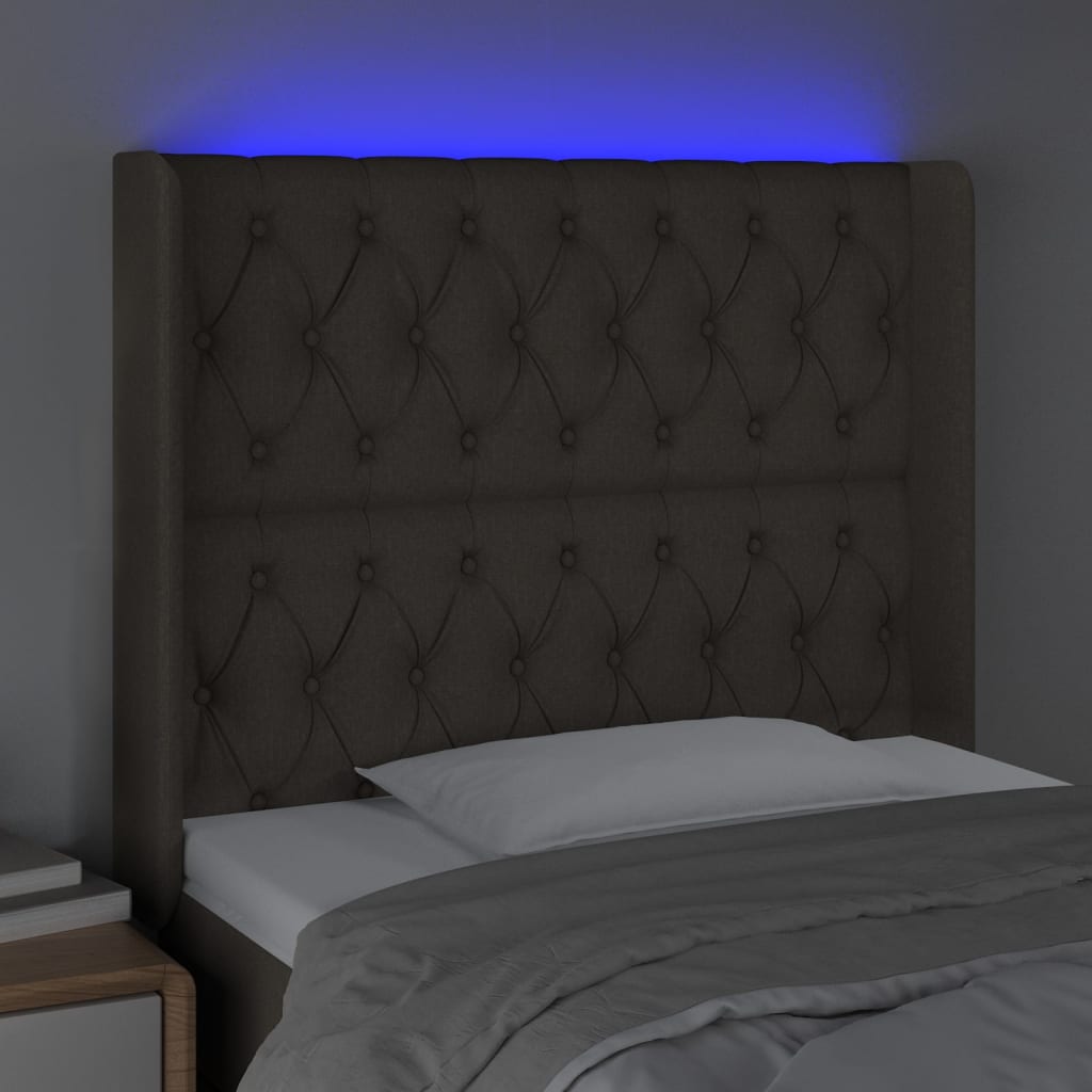 Tête de lit à LED Taupe 93x16x118/128 cm Tissu Têtes et pieds de lit vidaXL   