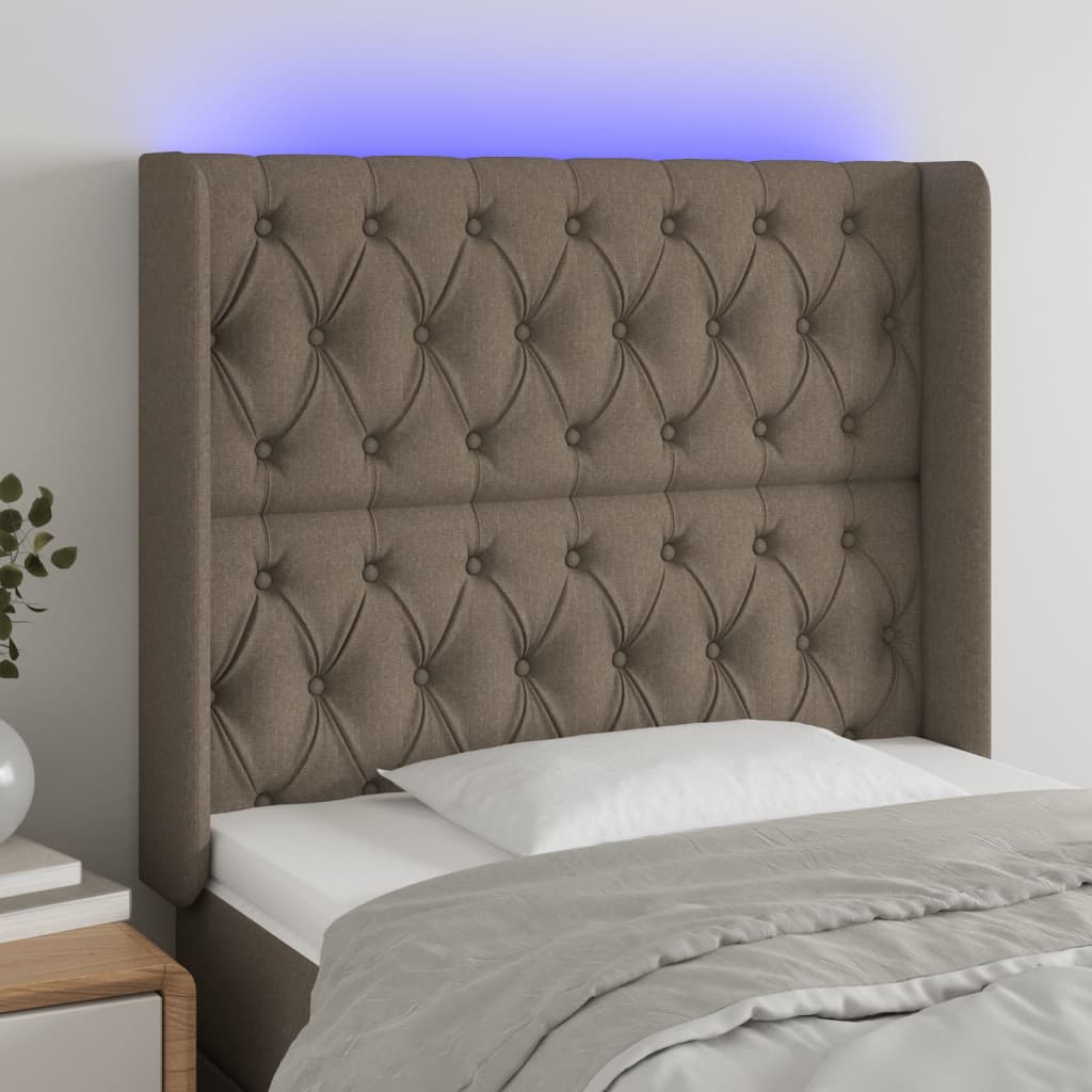 Tête de lit à LED Taupe 93x16x118/128 cm Tissu Têtes et pieds de lit vidaXL   