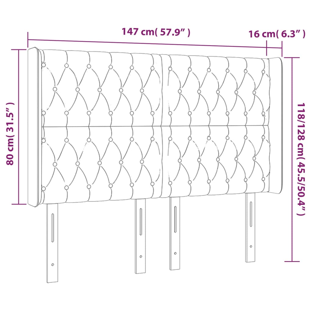 Tête de lit à LED Gris clair 147x16x118/128 cm Tissu Têtes et pieds de lit vidaXL   