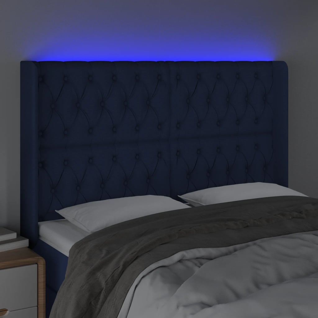 Tête de lit à LED Bleu 147x16x118/128 cm Tissu Têtes et pieds de lit vidaXL   