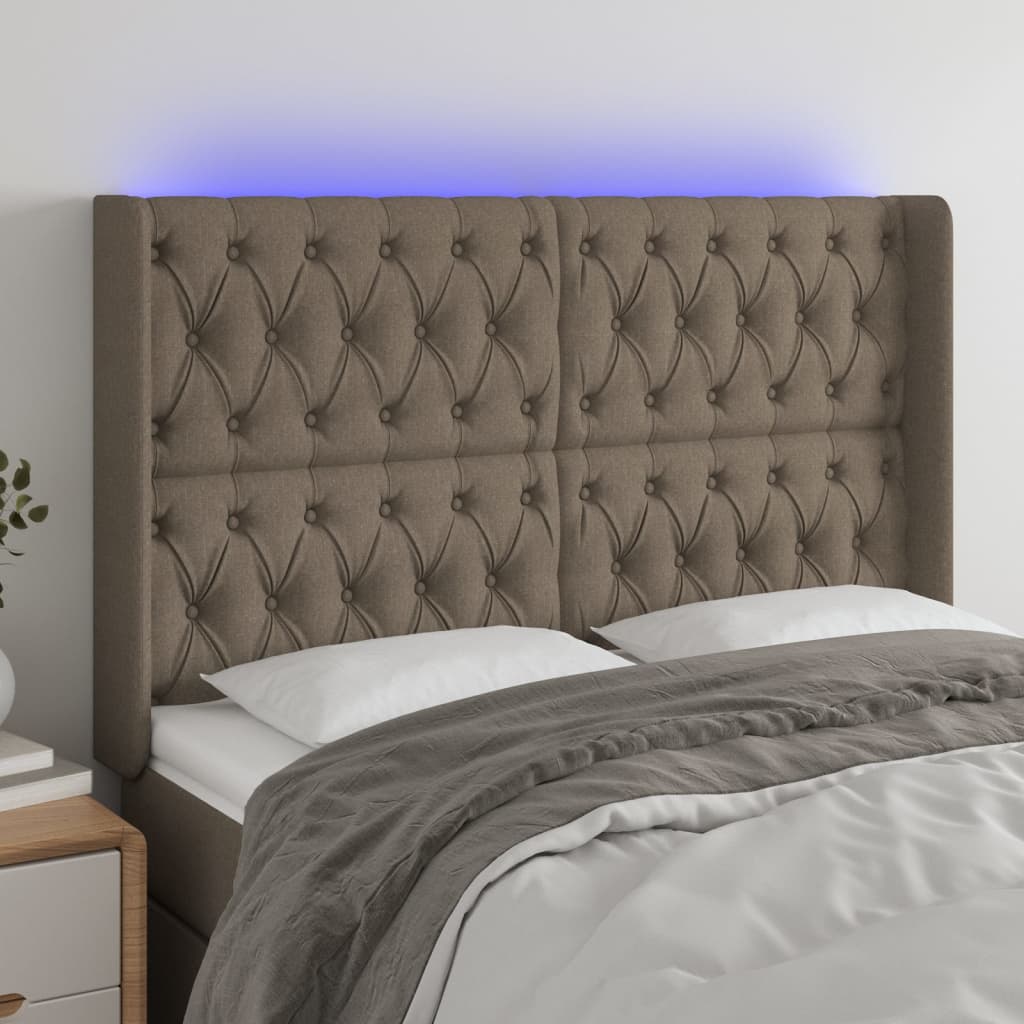 Tête de lit à LED Taupe 163x16x118/128 cm Tissu Têtes et pieds de lit vidaXL   