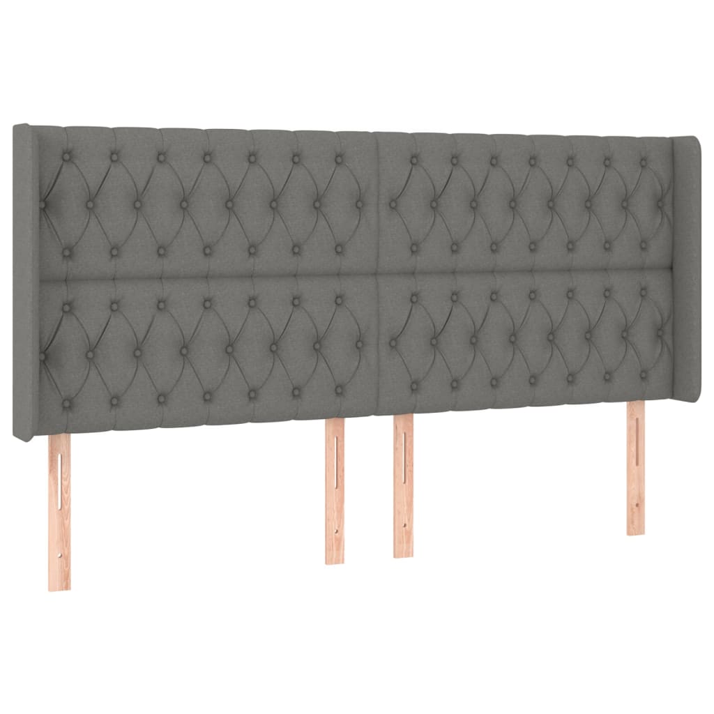 Tête de lit à LED Gris foncé 183x16x118/128 cm Tissu Têtes et pieds de lit vidaXL   