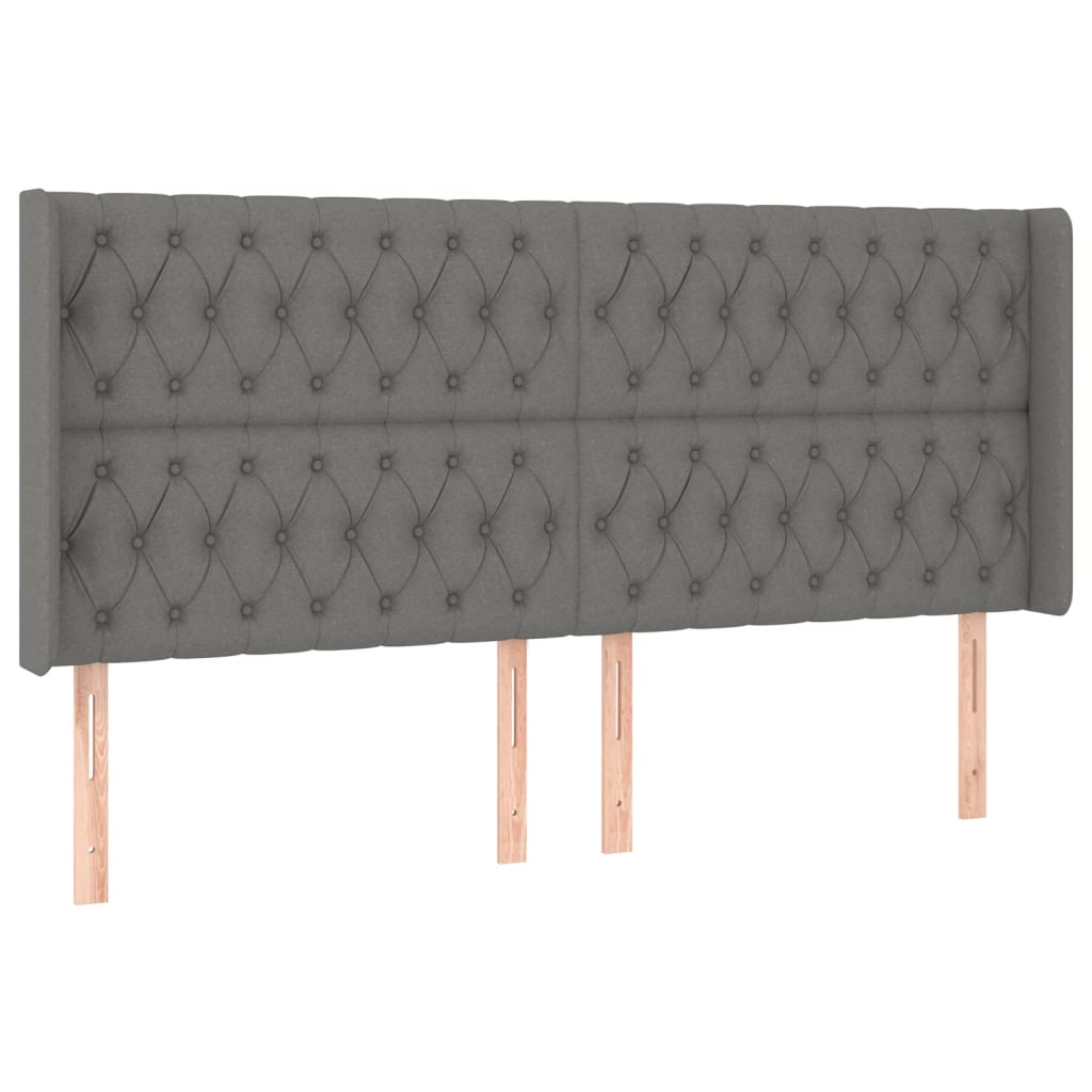 Tête de lit à LED Gris foncé 203x16x118/128 cm Tissu Têtes et pieds de lit vidaXL   