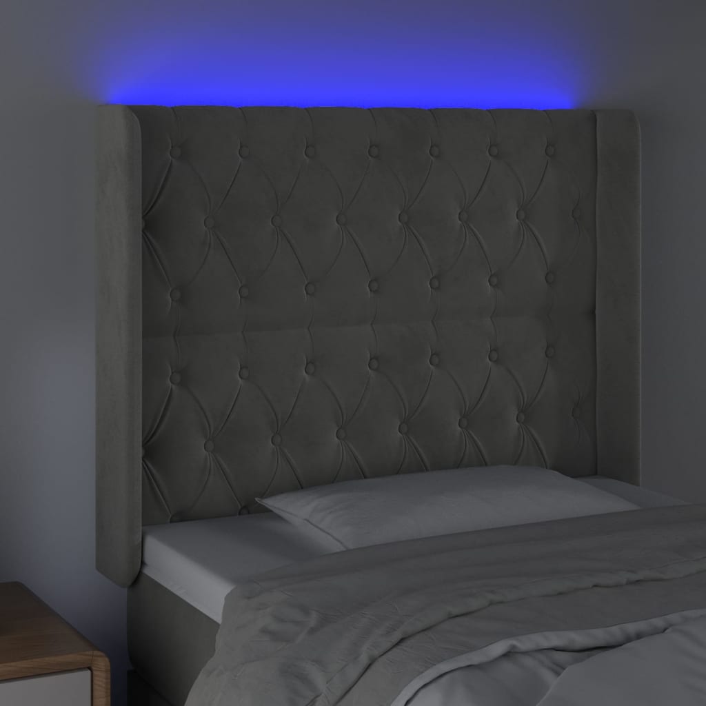 Tête de lit à LED Gris clair 93x16x118/128 cm Velours Têtes et pieds de lit vidaXL   