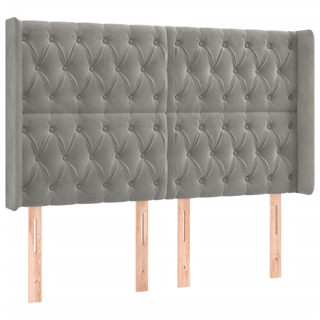 Tête de lit à LED Gris clair 163x16x118/128 cm Velours Têtes et pieds de lit vidaXL   