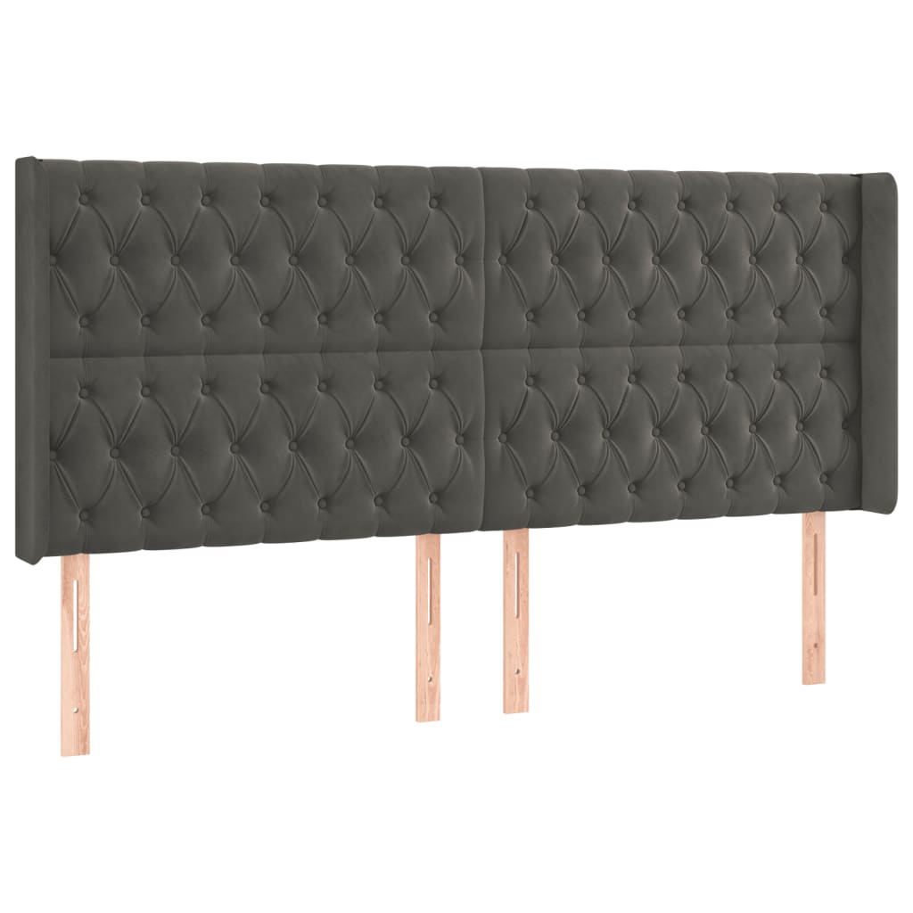 Tête de lit à LED Gris foncé 183x16x118/128 cm Velours Têtes et pieds de lit vidaXL   