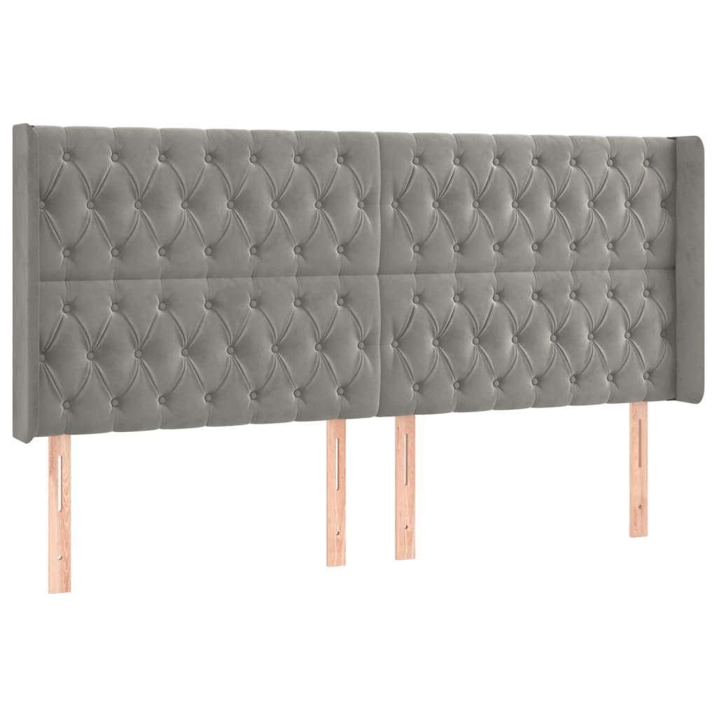 Tête de lit à LED Gris clair 203x16x118/128 cm Velours Têtes et pieds de lit vidaXL   