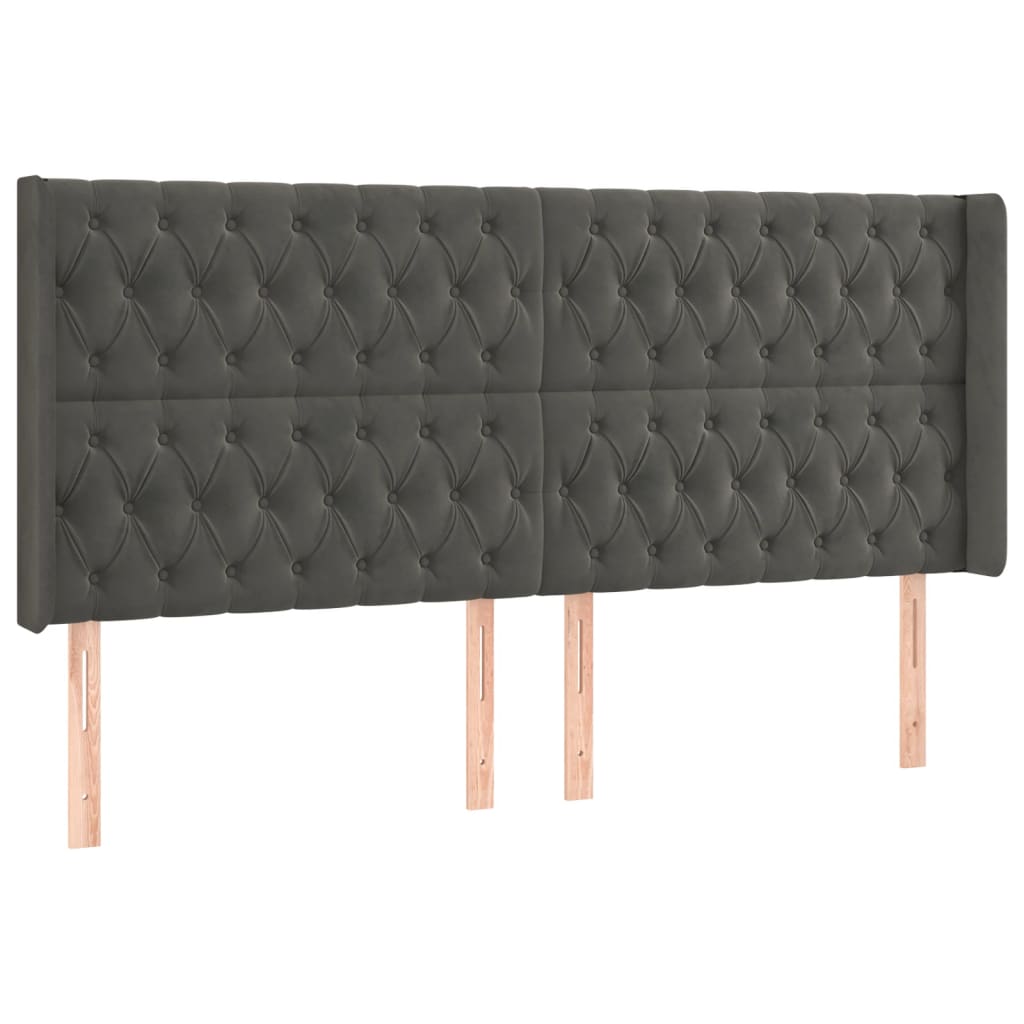 Tête de lit à LED Gris foncé 203x16x118/128 cm Velours Têtes et pieds de lit vidaXL   