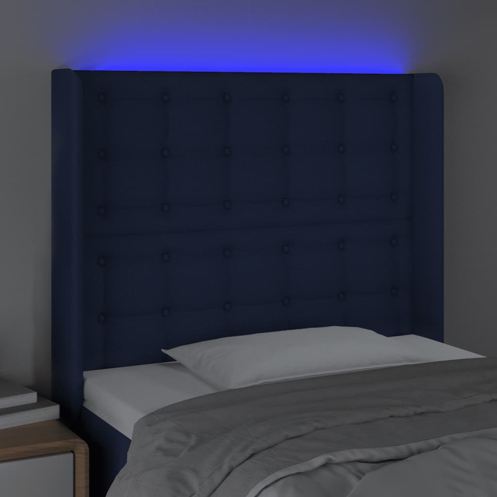 Tête de lit à LED Bleu 83x16x118/128 cm Tissu Têtes et pieds de lit vidaXL   