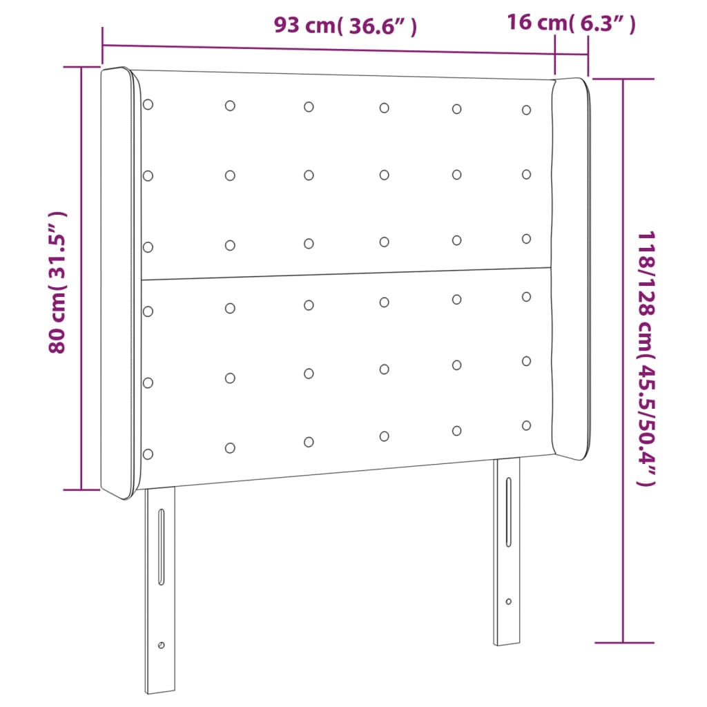 Tête de lit à LED Taupe 93x16x118/128 cm Tissu Têtes et pieds de lit vidaXL   