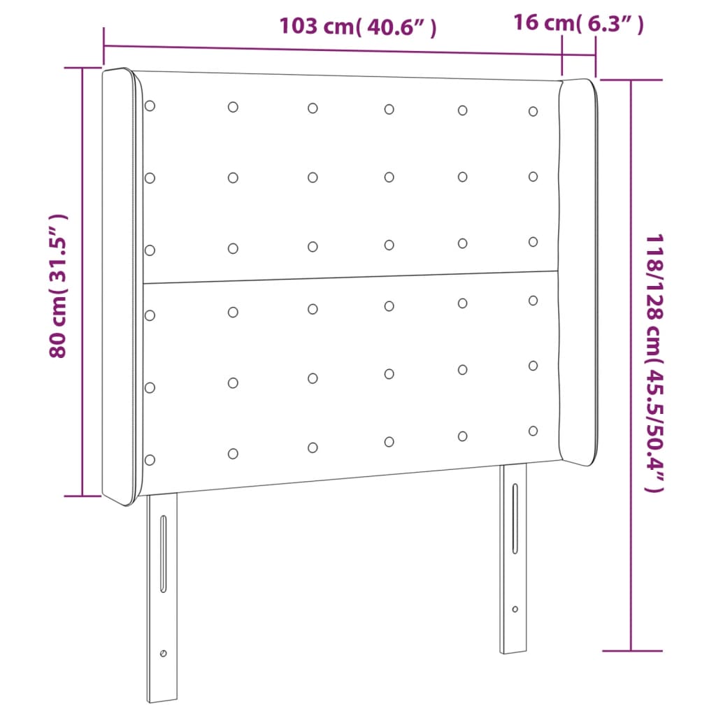 Tête de lit à LED Marron foncé 103x16x118/128 cm Tissu Têtes et pieds de lit vidaXL   