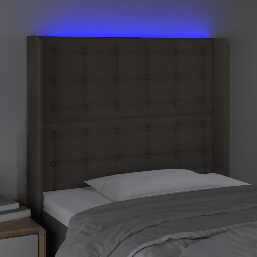 Tête de lit à LED Taupe 103x16x118/128 cm Tissu Têtes et pieds de lit vidaXL   