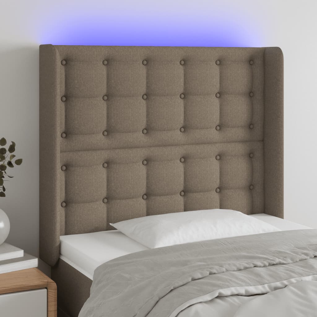 Tête de lit à LED Taupe 103x16x118/128 cm Tissu Têtes et pieds de lit vidaXL   