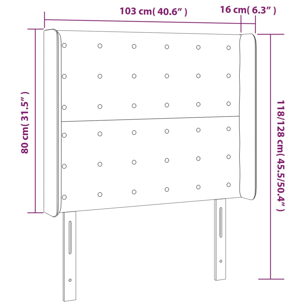 Tête de lit à LED Crème 103x16x118/128 cm Tissu Têtes et pieds de lit vidaXL   