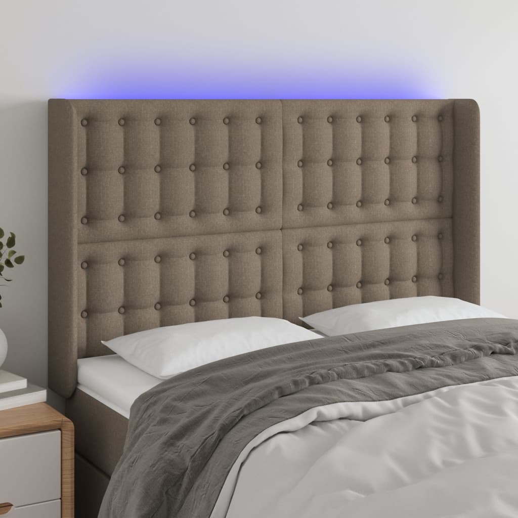 Tête de lit à LED Taupe 147x16x118/128 cm Tissu Têtes et pieds de lit vidaXL   