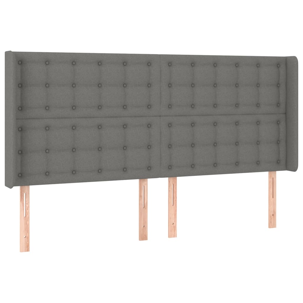 Tête de lit à LED Gris foncé 183x16x118/128 cm Tissu Têtes et pieds de lit vidaXL   