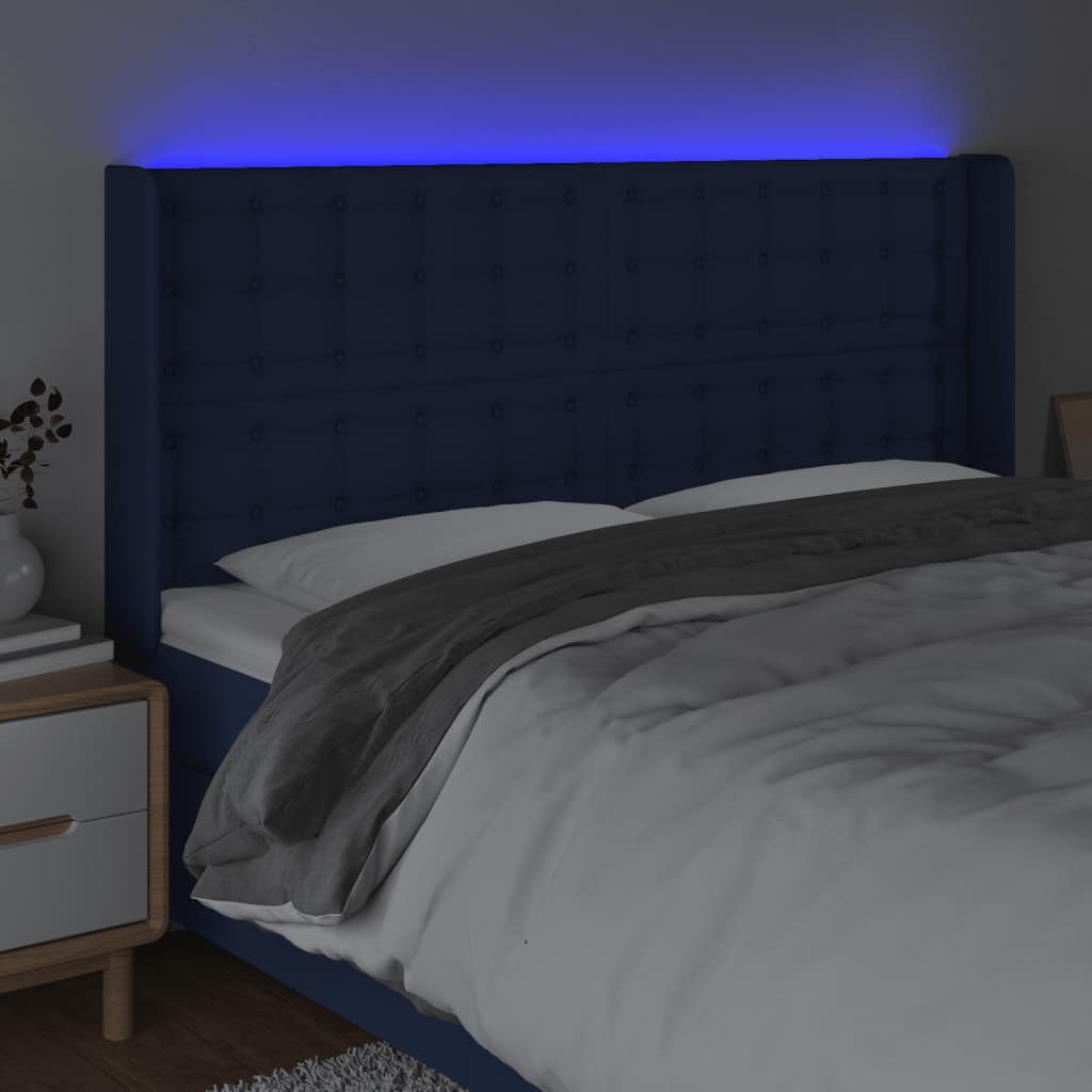 Tête de lit à LED Bleu 203x16x118/128 cm Tissu Têtes et pieds de lit vidaXL   