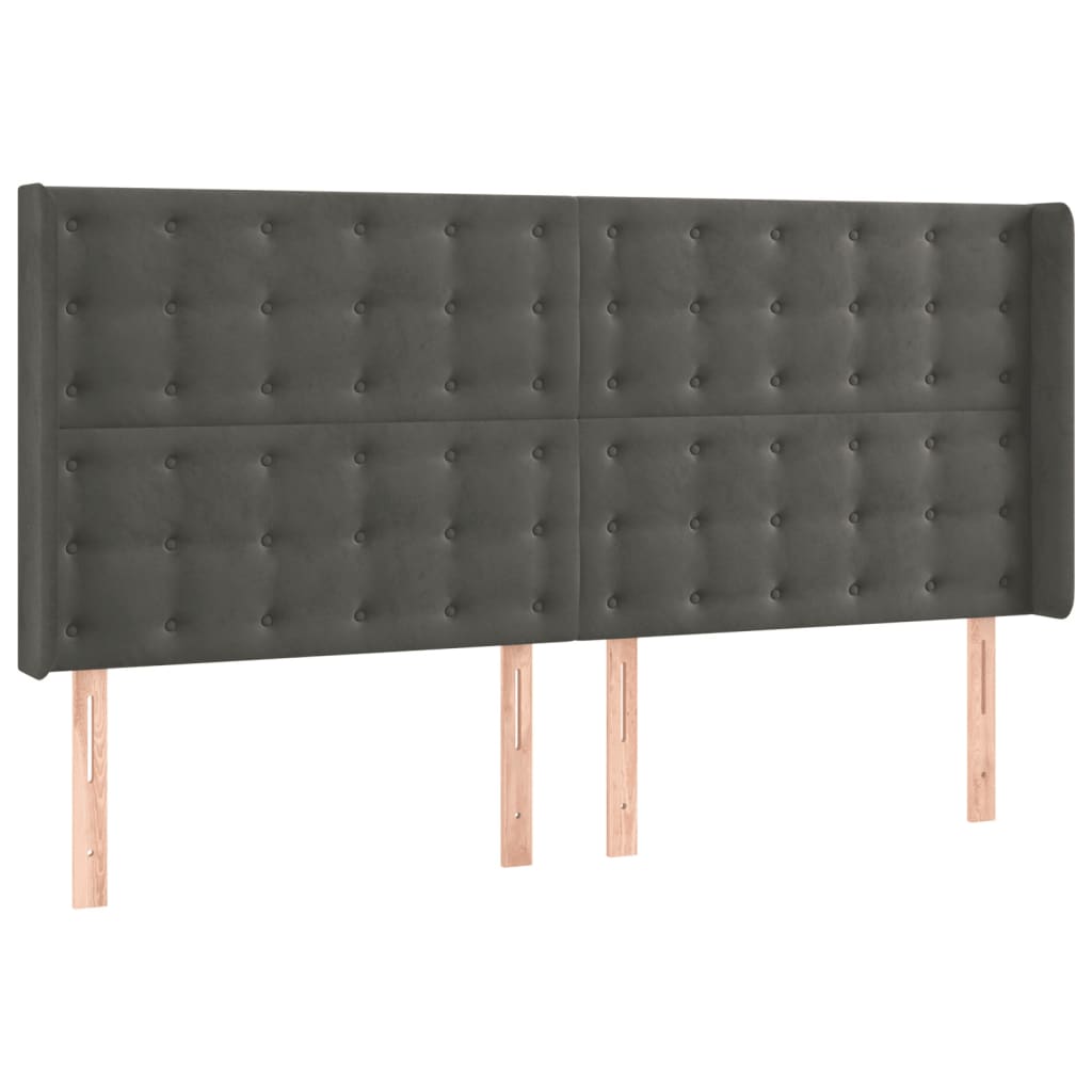 Tête de lit à LED Gris foncé 183x16x118/128 cm Velours Têtes et pieds de lit vidaXL   