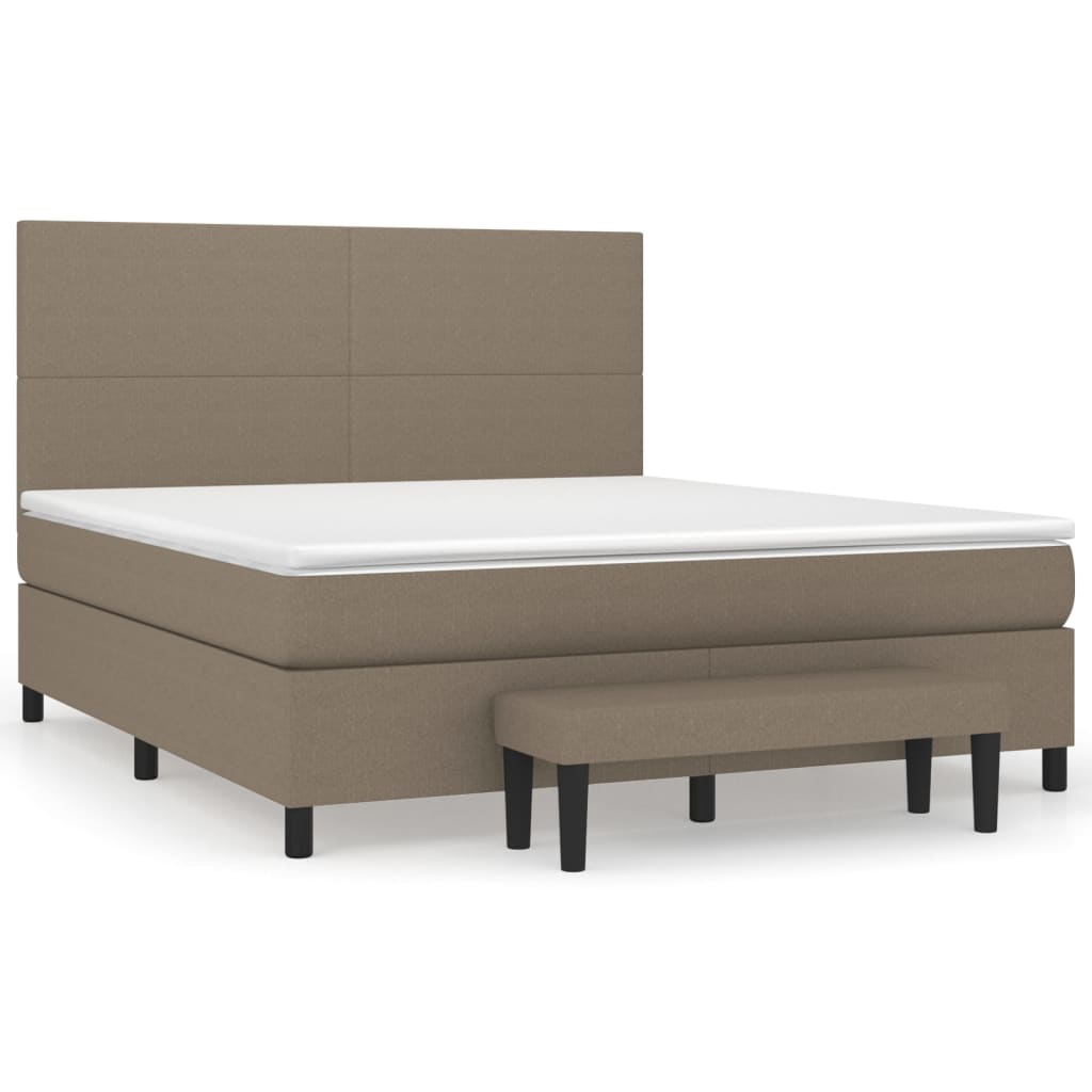 Sommier à lattes de lit avec matelas Taupe 180x200 cm Tissu Lits & cadres de lit vidaXL