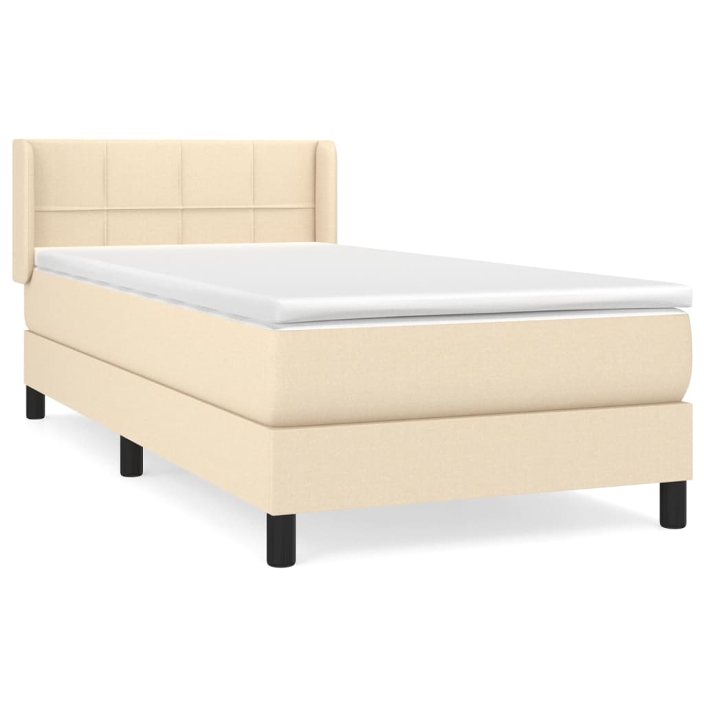 Sommier à lattes de lit avec matelas Crème 80x200 cm Tissu Lits & cadres de lit vidaXL   