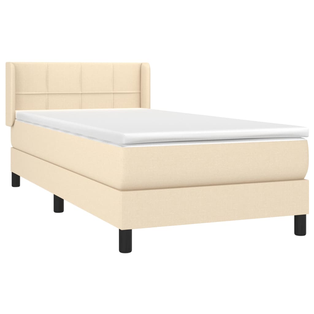 Sommier à lattes de lit avec matelas Crème 80x200 cm Tissu Lits & cadres de lit vidaXL   