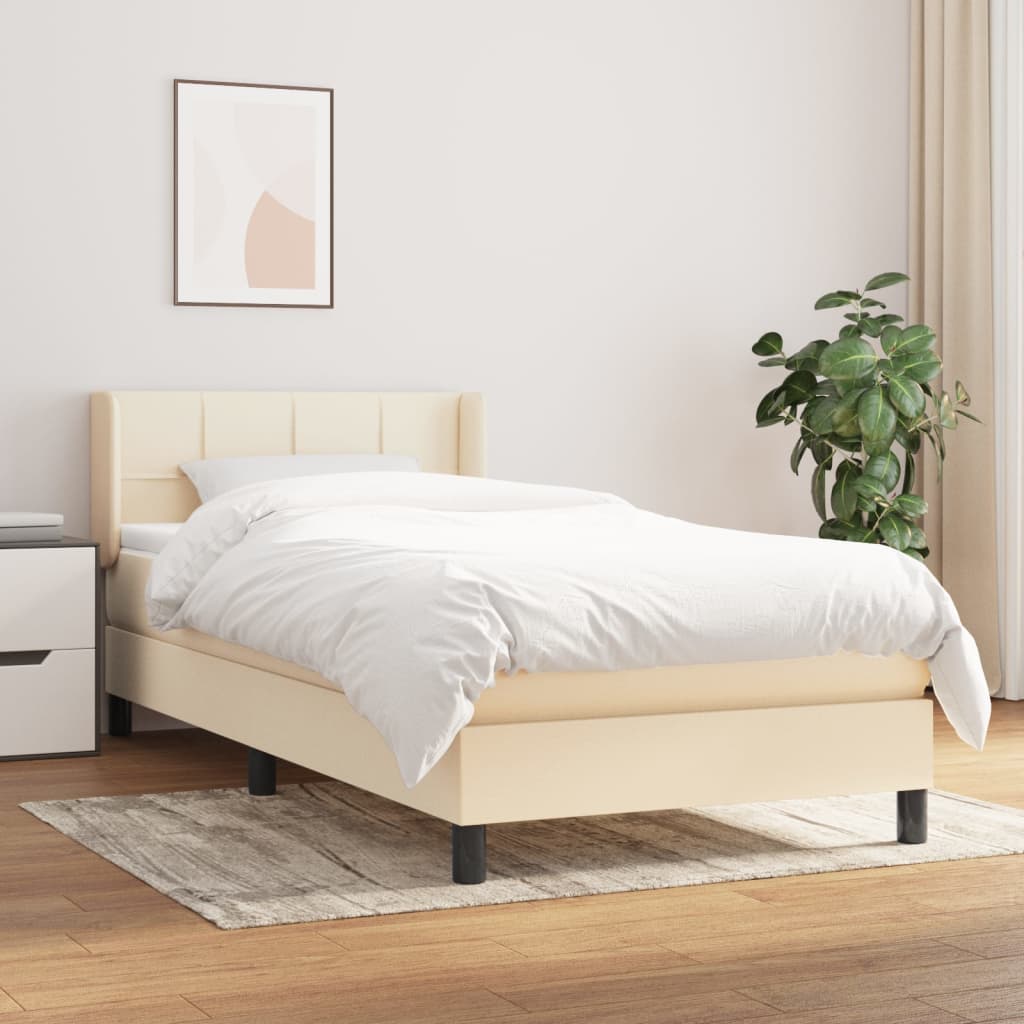 Sommier à lattes de lit avec matelas Crème 80x200 cm Tissu Lits & cadres de lit vidaXL   