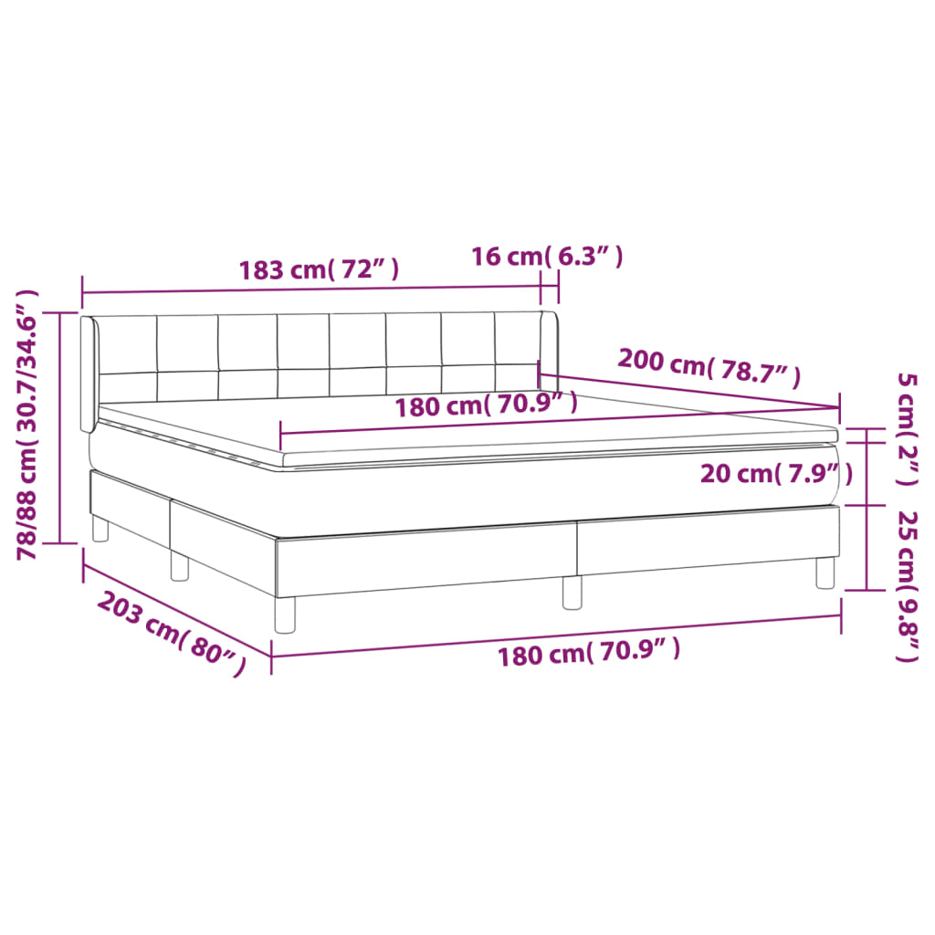 Sommier à lattes de lit avec matelas Taupe 180x200 cm Tissu Lits & cadres de lit vidaXL   