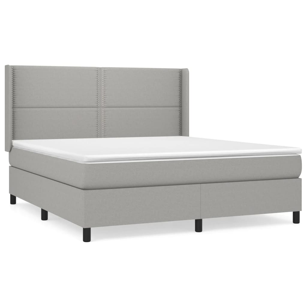 Sommier à lattes de lit avec matelas Gris clair 180x200cm Tissu Lits & cadres de lit vidaXL