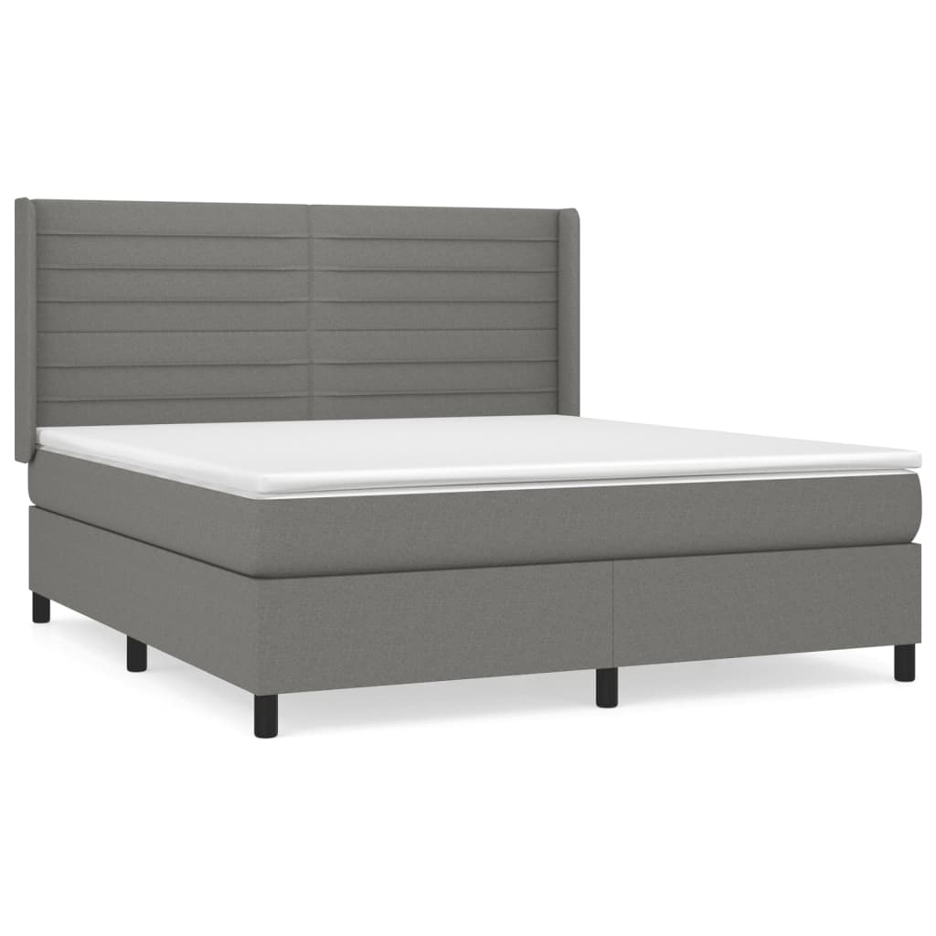 Sommier à lattes de lit avec matelas Gris foncé 180x200cm Tissu Lits & cadres de lit vidaXL