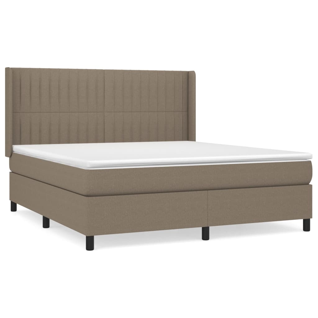 Sommier à lattes de lit avec matelas Taupe 180x200 cm Tissu Lits & cadres de lit vidaXL