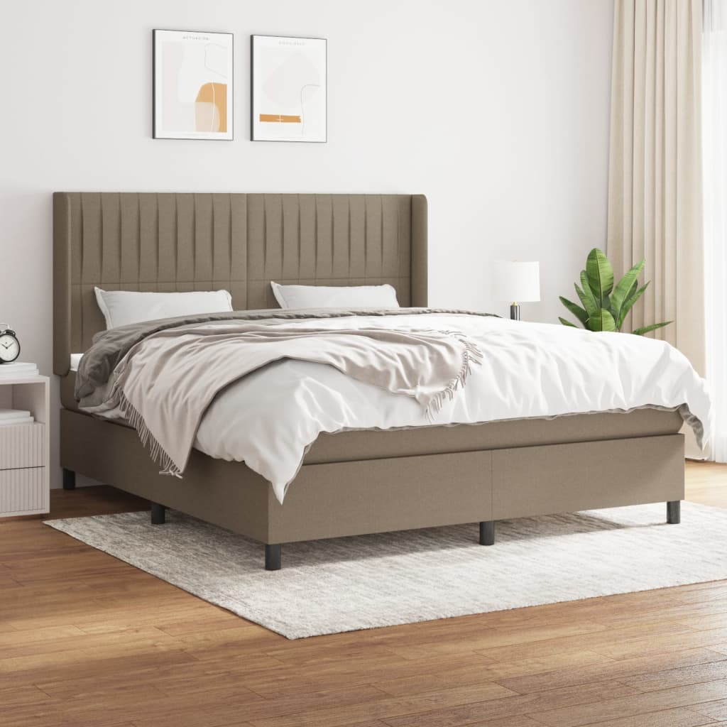 Sommier à lattes de lit avec matelas Taupe 180x200 cm Tissu Lits & cadres de lit vidaXL