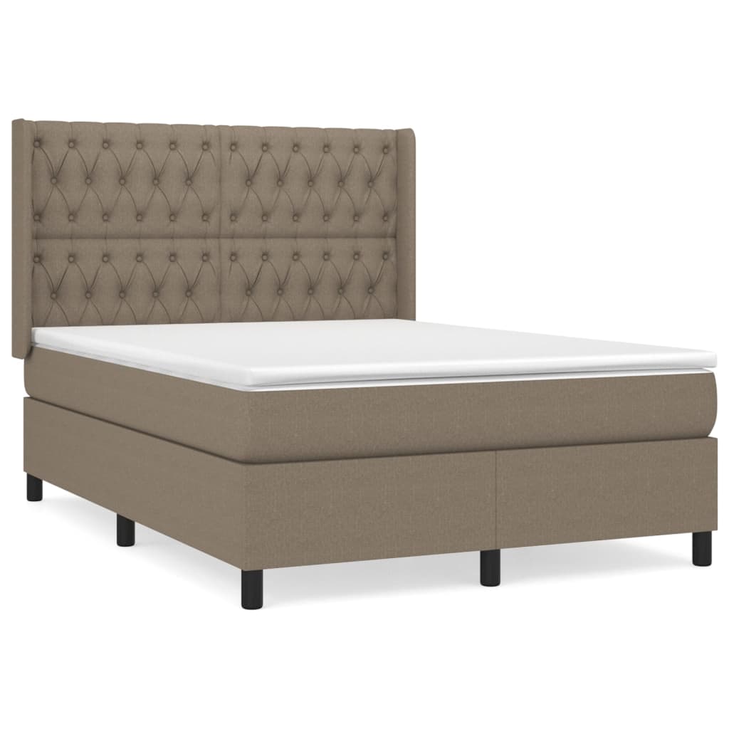 Sommier à lattes de lit avec matelas Taupe 140x200 cm Tissu Lits & cadres de lit vidaXL