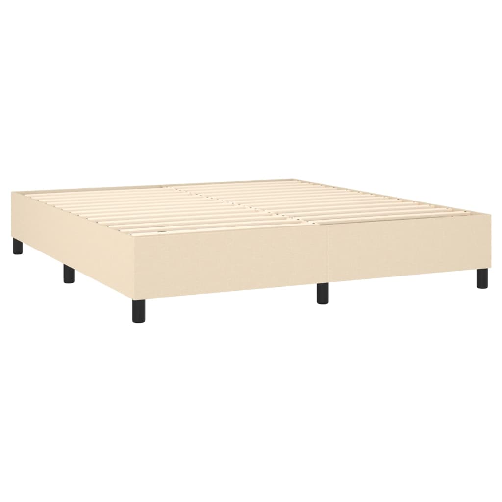 Sommier à lattes de lit avec matelas Crème 180x200 cm Tissu Lits & cadres de lit vidaXL